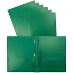 Better Office Products Green Plastic 2 Pocket Folders with Prongs, Heavyweight, Letter Size Poly Folders, 24 Pack, with 3 Metal Prongs Fastener