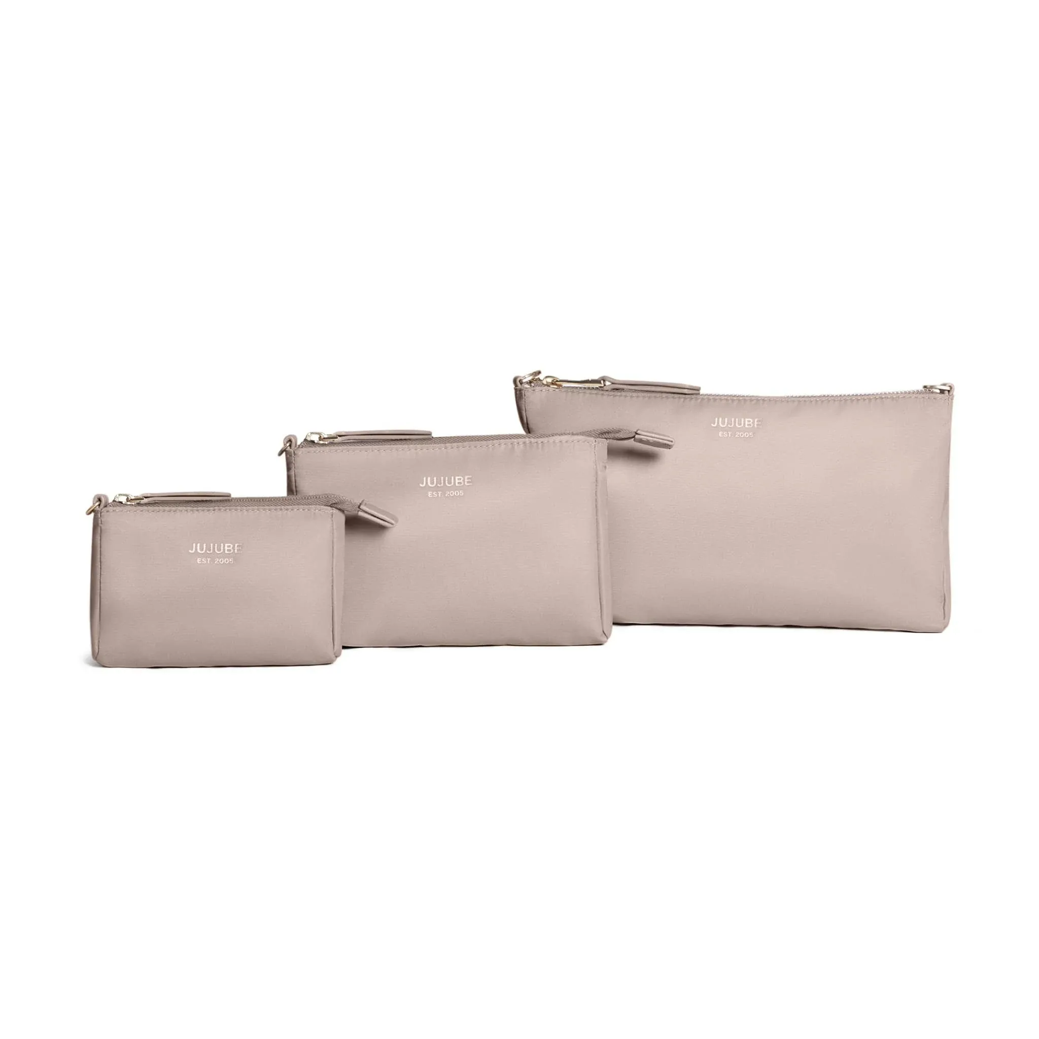 3-Piece Pouch Clutch Purse Set - Taupe