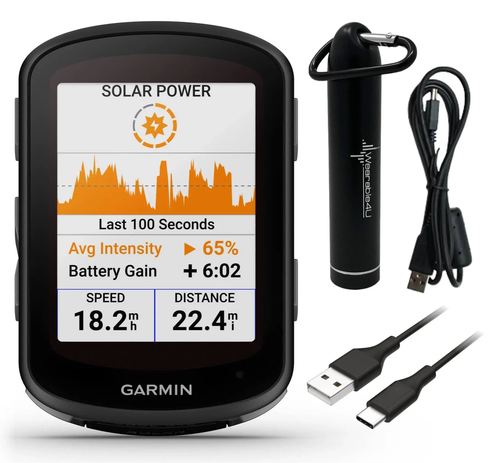 Garmin Edge 540 Solar GPS Cycling Computer, Button Controls, Advanced Navigation with Wearable4U Power Bank Bundle