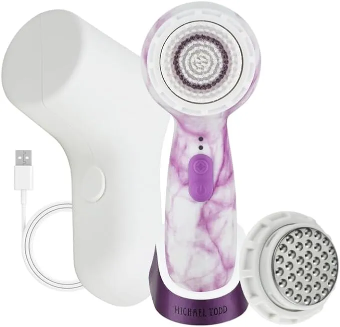 Michael Todd Beauty Soniclear Allure 2024 Best of Beauty Winner Facial Cleansing + Exfoliation Brush System with 3 speeds, Serum Infusion Head + Travel Case