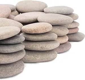 [About 97 PCS - 105 PCS](18 Pounds) Painting Rocks,2.33"-3.72" River Rocks,DIY Rocks,Flat Rocks,Craft Rocks,Natural Stones