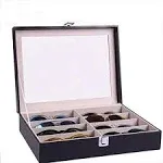 Siveit 8 Slot Leather Eyeglasses Collector Eyewear Display Case