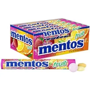 Mentos Chewy Candy Mint Roll, Fruit, Holiday Christmas Stocking Stuffers for Adults & Kids, Party, Concessions, Office, Non-Melting, 14 Count (Bulk Pack of 15) - Packaging May Vary