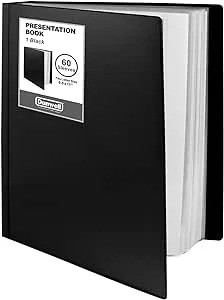 Dunwell Binder with Plastic Sleeves 60-Pocket (Black) - Presentation Book, 8.5 x 11 Portfolio Folder with Clear Sheet Protectors, Displays 120-Page Documents, Certificates, Important Papers