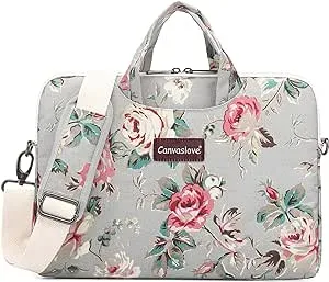 Canvaslove Rose Pattern Water Resistant Laptop Shoulder Messenger Bag for MacBook Pro 16 inch,15.6 inch and 15 inch-16 inch Laptop