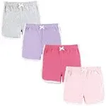 Hudson Baby Girl Shorts Bottoms 4-Pack, Pink Lilac