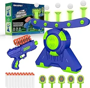 GMAOPHY Shooting Games Toy Gift for Age 5, 6, 7, 8, 9, 10+ Years Old Kids, Glow in The Dark Boy Toy Floating Ball Targets with Foam Dart Toy Blaster, 10 Balls 5 Targets