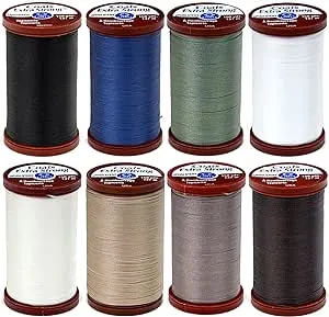 8 Color Bundle of Coats & Clark Extra Strong Upholstery Thread - 150 Yards Each (Black, White, Chona Brown, Driftwood, Green Linen, Hemp, Natural & Soldier Blue)