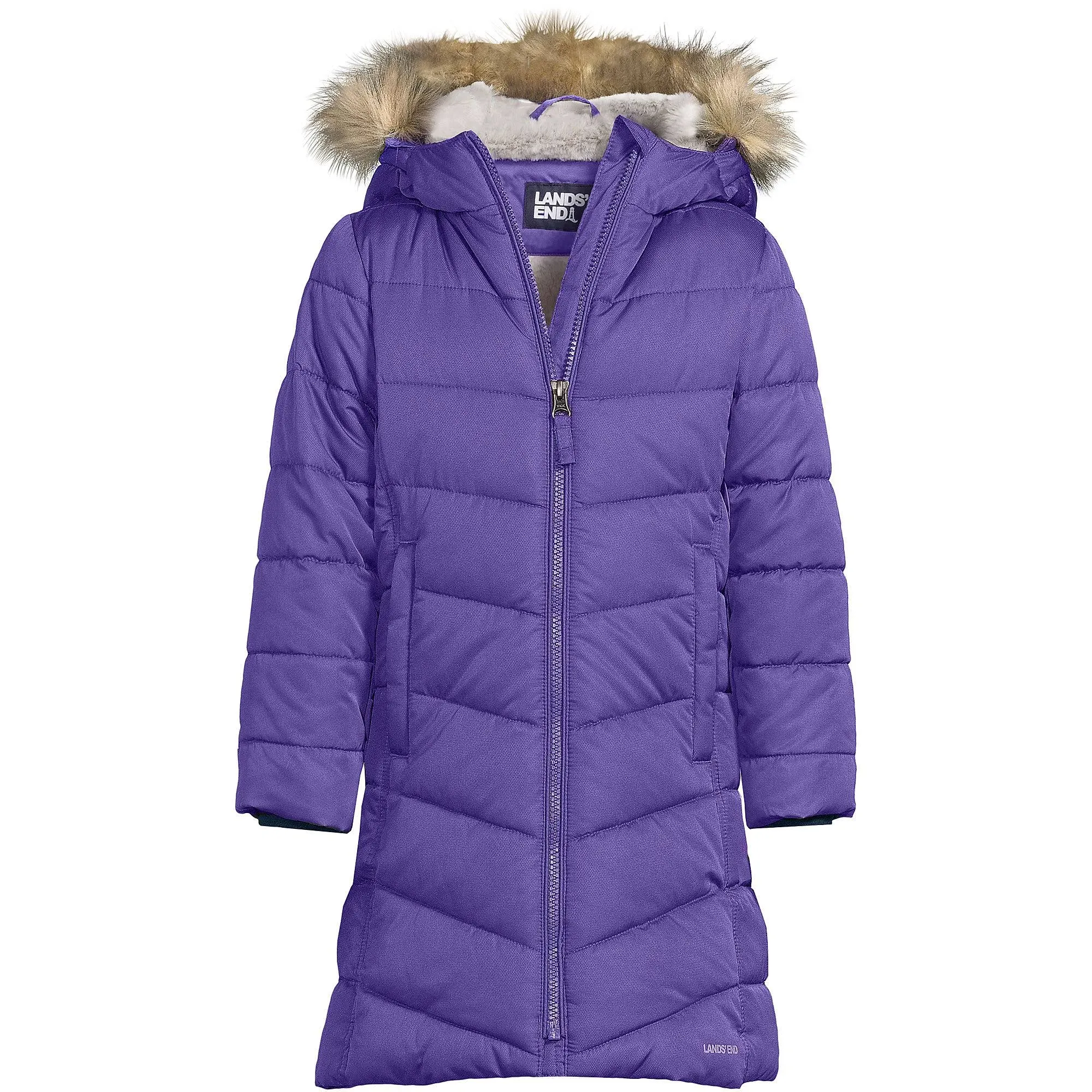 Lands' End Girls' Fleece-Lined Down Alternative ThermoPlume Coat