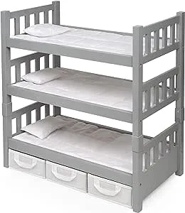 Badger Basket 1-2-3 Convertible Doll Bunk Bed with 3 Storage Baskets - Executive Gray