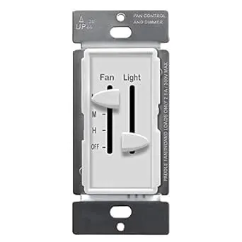 Enerlites 3 Speed Ceiling Fan Control and LED Dimmer Light Switch, 2.5A Single P