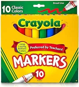 12 Packs: 10 ct. (120 Total) Crayola Classic Broad Line Markers, 6/'' x 1/'' x 5.5/''