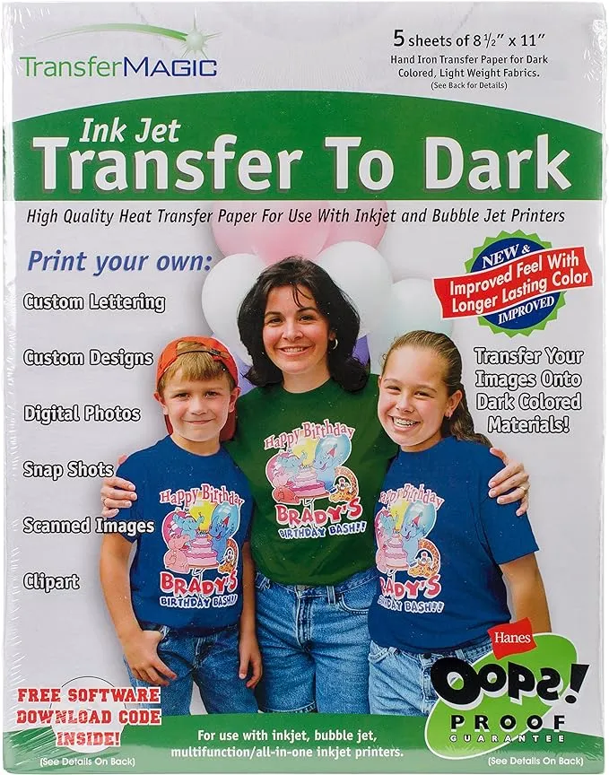 Transfer Magic Ink Jet Transfer Paper 8.5"x11" 5/Pkg-For Dark Fabrics