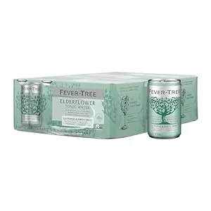 Fever Tree Elderflower Tonic Water - Premium Quality Mixer - Refreshing Beverage for Cocktails & Mocktails. Naturally Sourced Ingredients, No Artificial Sweeteners or Colors - 150 ML Cans - Pack of 24