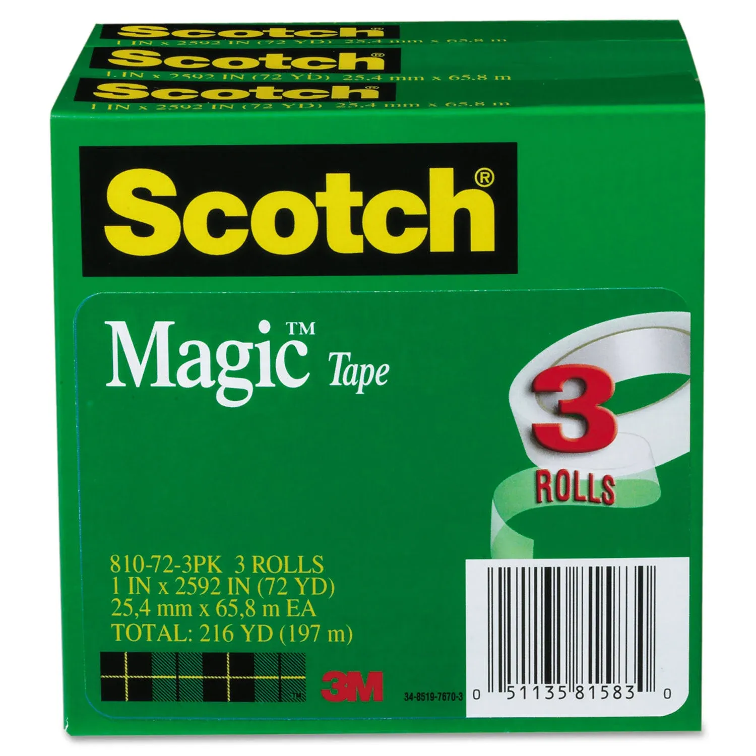 Scotch Magic Invisible Tape - 3 per pack