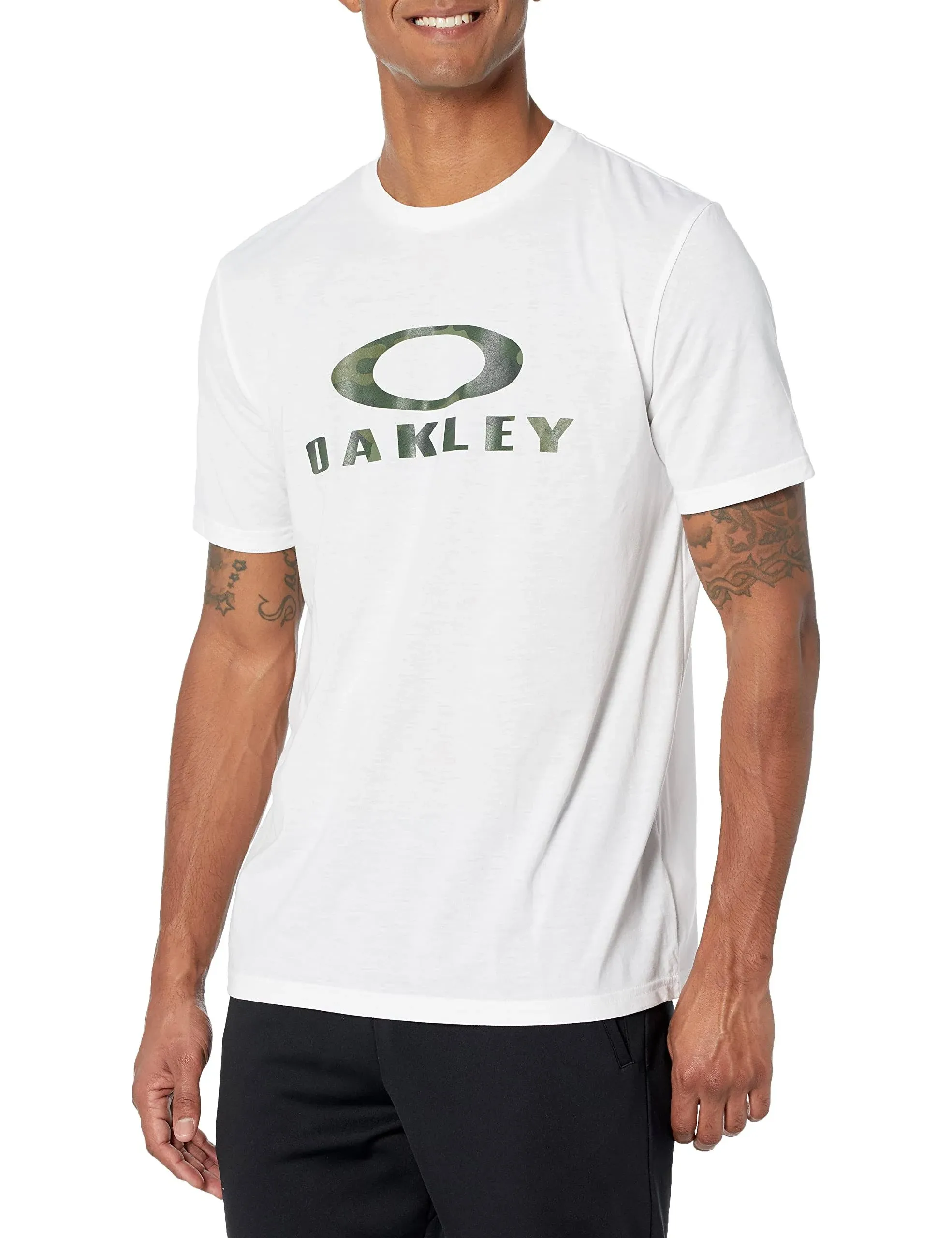 Oakley O Bark Short Sleeve T-Shirt, White/Core Camo Camouflage, Extra X-Large XL