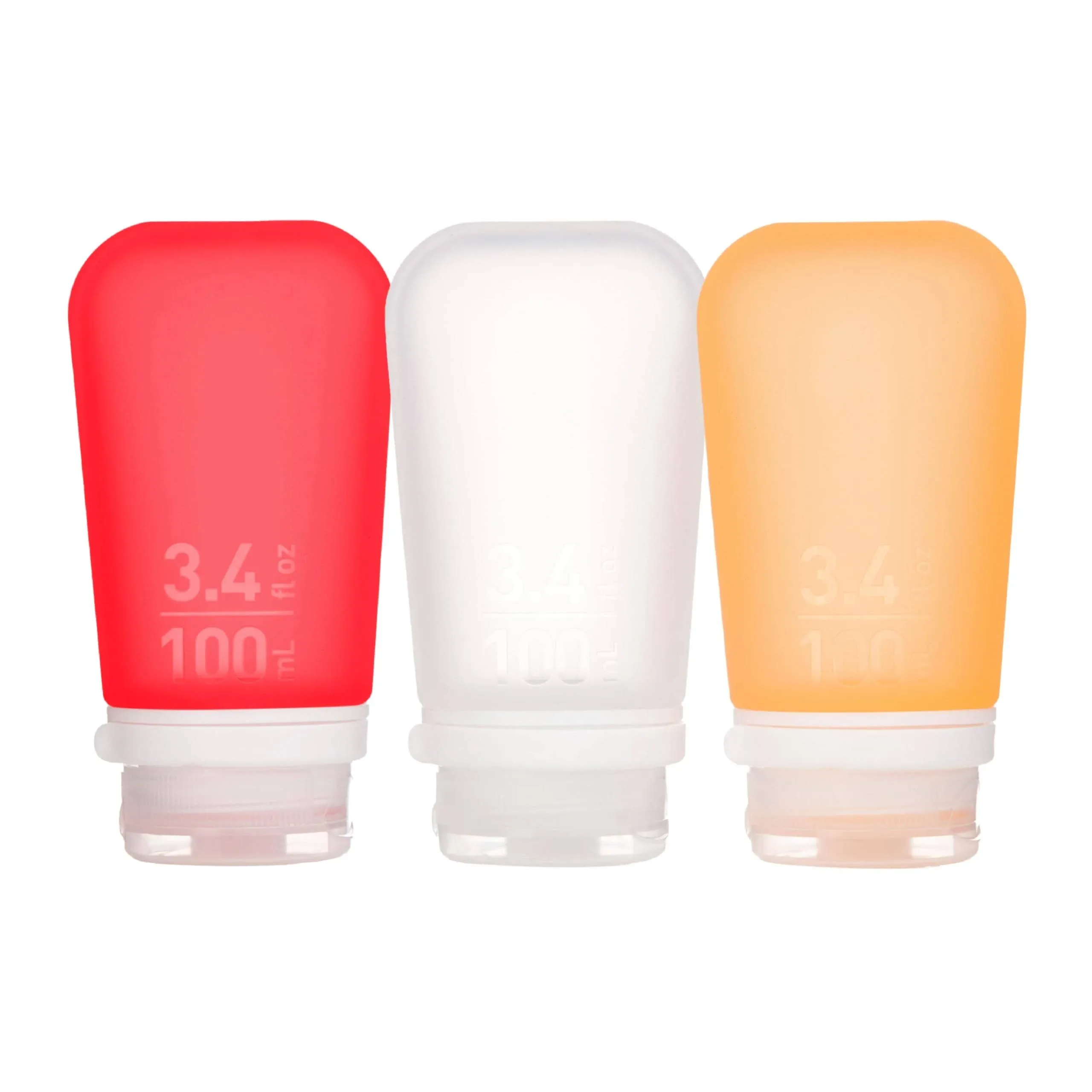 Humangear HG3188 GoToob+ 3-Pack, 3.4oz, Clear/Red/Orange