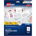 Avery Clean Edge Business Cards, True Print Matte, Two-Sided Printing, 2" x 3-1/2", 200 Cards (8871)