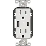 Leviton 15 Amp White Duplex Tamper-Resista<wbr/>nt Outlets with 6 Amp USB Dual Type-C