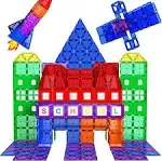 Playmags 100-Piece Magnetic Tiles Building Blocks Set, 3D Magnet Tiles for Kids