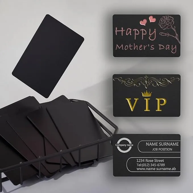 Thick Black Aluminum Metal Business Cards Anodized Aluminum 86 x 54 x 08mm 15 Pcs Include Protector Sleevesfrosted