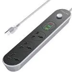 Power Strip with USB Ports, 6ft Power Cord, 2500W Circuit Breaker, 3 Outlets ...