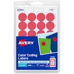 Avery Printable Removable Color Coding Label, Red, 3/4" - 1008 count