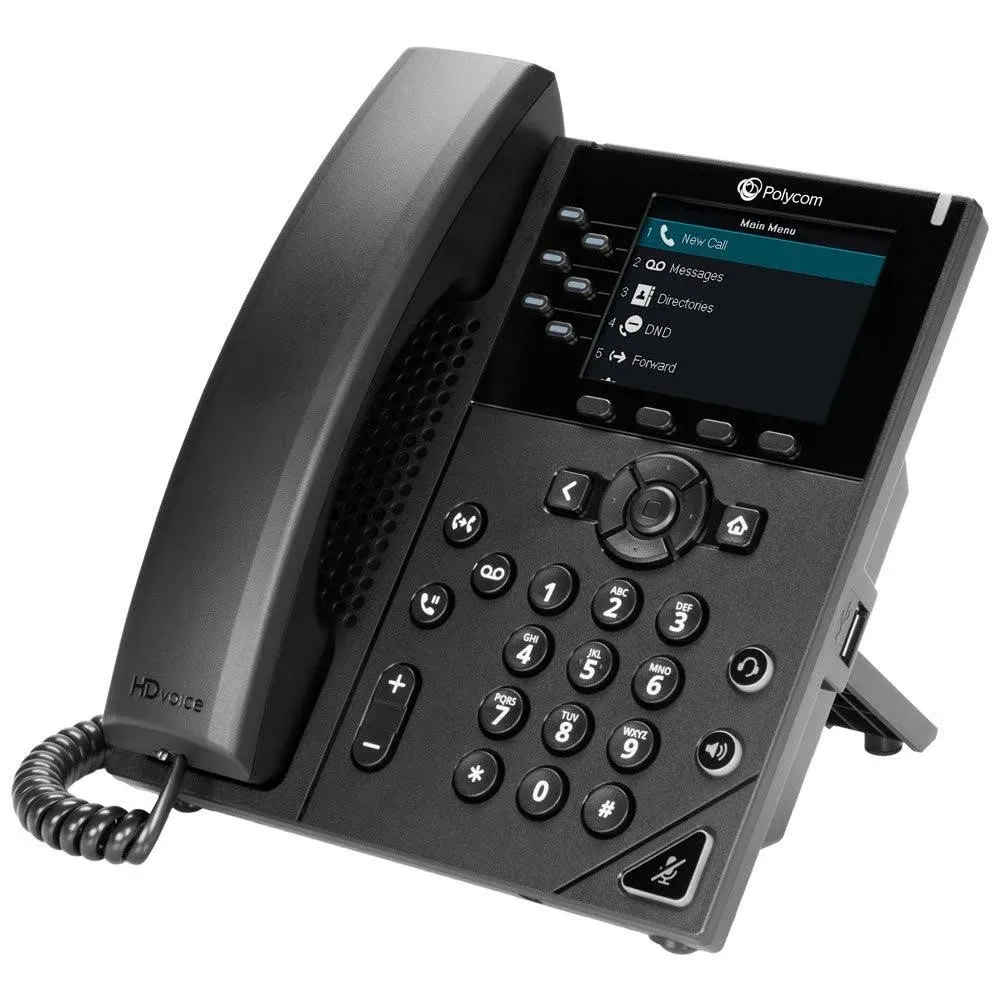 POLY VVX 350 6-Line IP Phone and PoE-enabled 