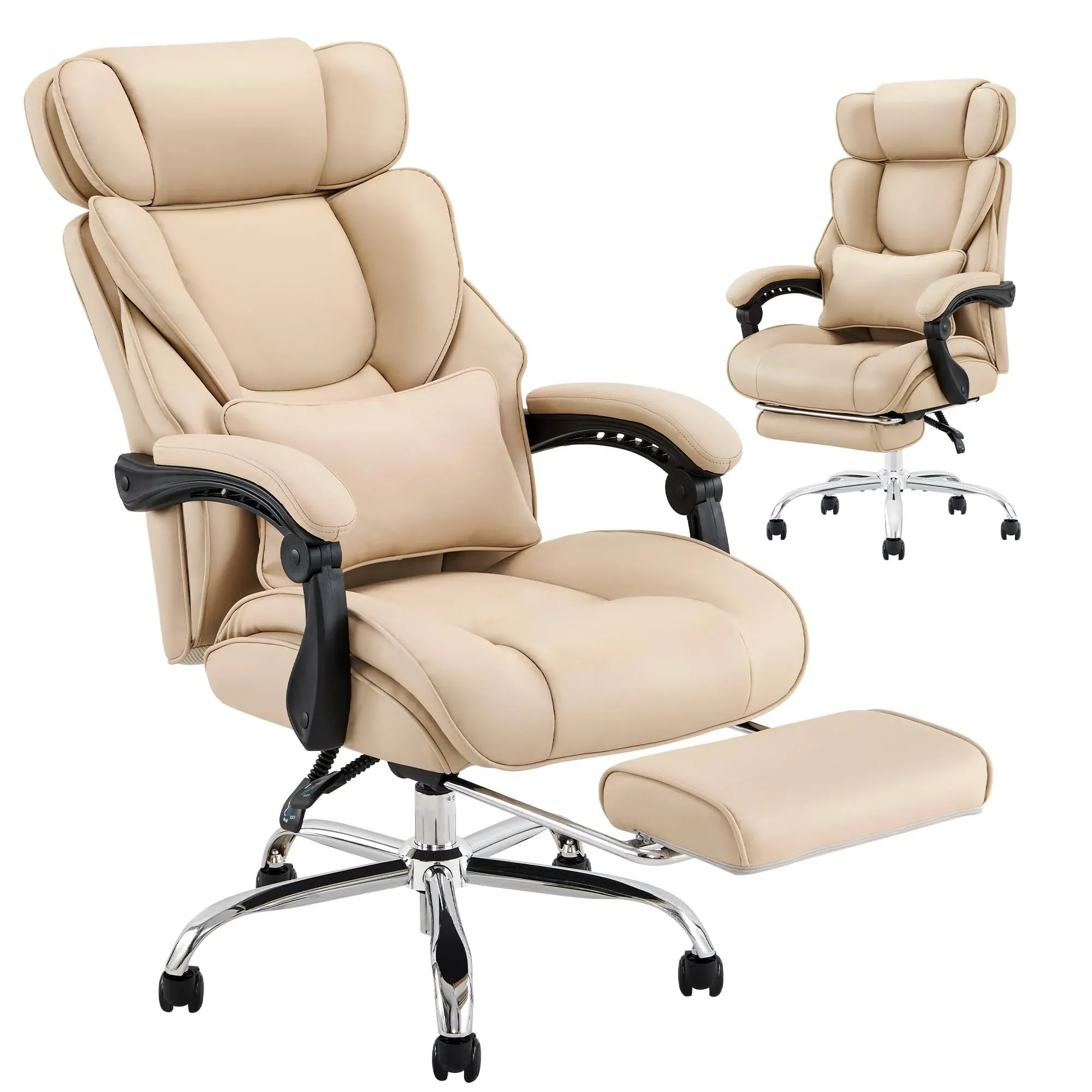 Office Chair with Footrest-Ergonomic Computer Chair with Extra Lumbar Support Pillow