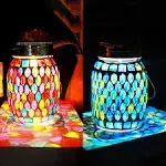 2 Pack Solar Outdoor Mosaic Lantern