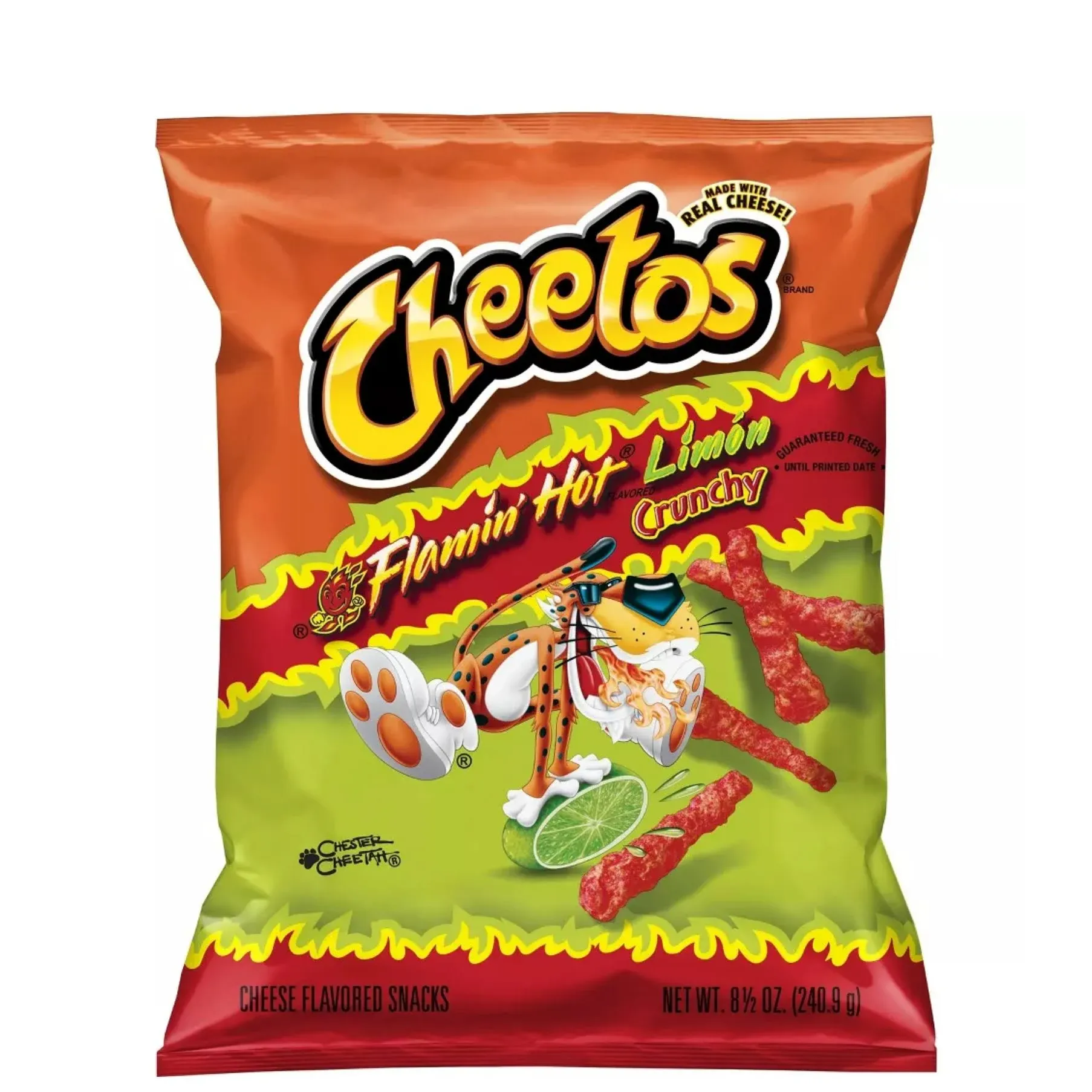 Cheetos Crunchy Flamin Hot Limon Cheese Snacks, 8.5 oz