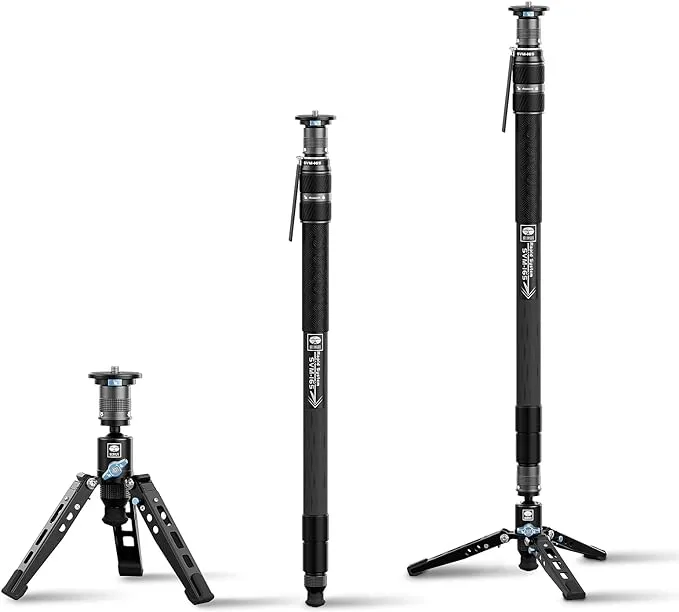 SIRUI SVM-165 Rapid Monopod for Cameras, 65” Carbon Fiber Monopod with Feet, One-Step Rapid Height Adjustment, Lightweight Travel Monopod for DSLR Camera, Modular 3 in 1, Max Load 22lbs