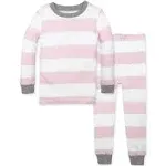 Burt's Bees Baby Toddler Rugby Stripe Organic Cotton Snug Fit Pajama Set - Gray 3T