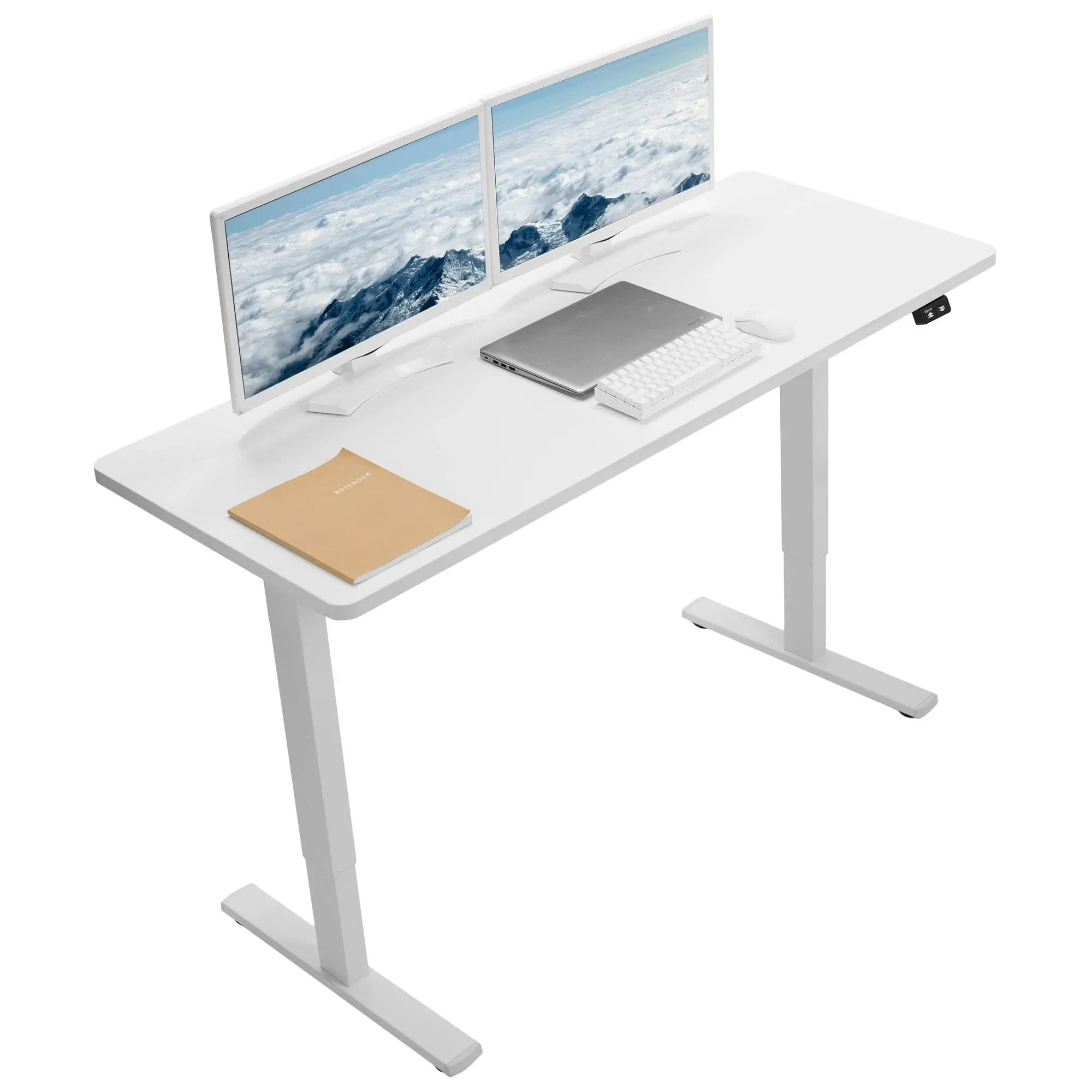  60" X 24" Electric Desk With 2 Button Controller White / White