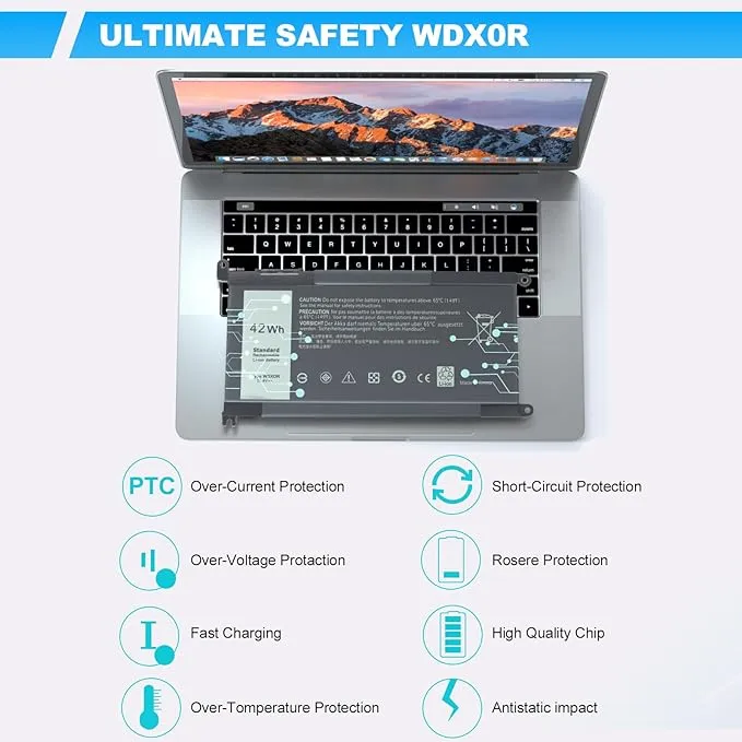 WDXOR WDX0R Battery for Dell Inspiron 15 5565 5567 5568 5570 5575 5578 5579 5580 5582 5583 5584 7560 7569 7570 7572 7573 7579 7580 5368 5378 5379 7368 7378 Latitude 3180 3189 3190 3480 3580 3379 3390