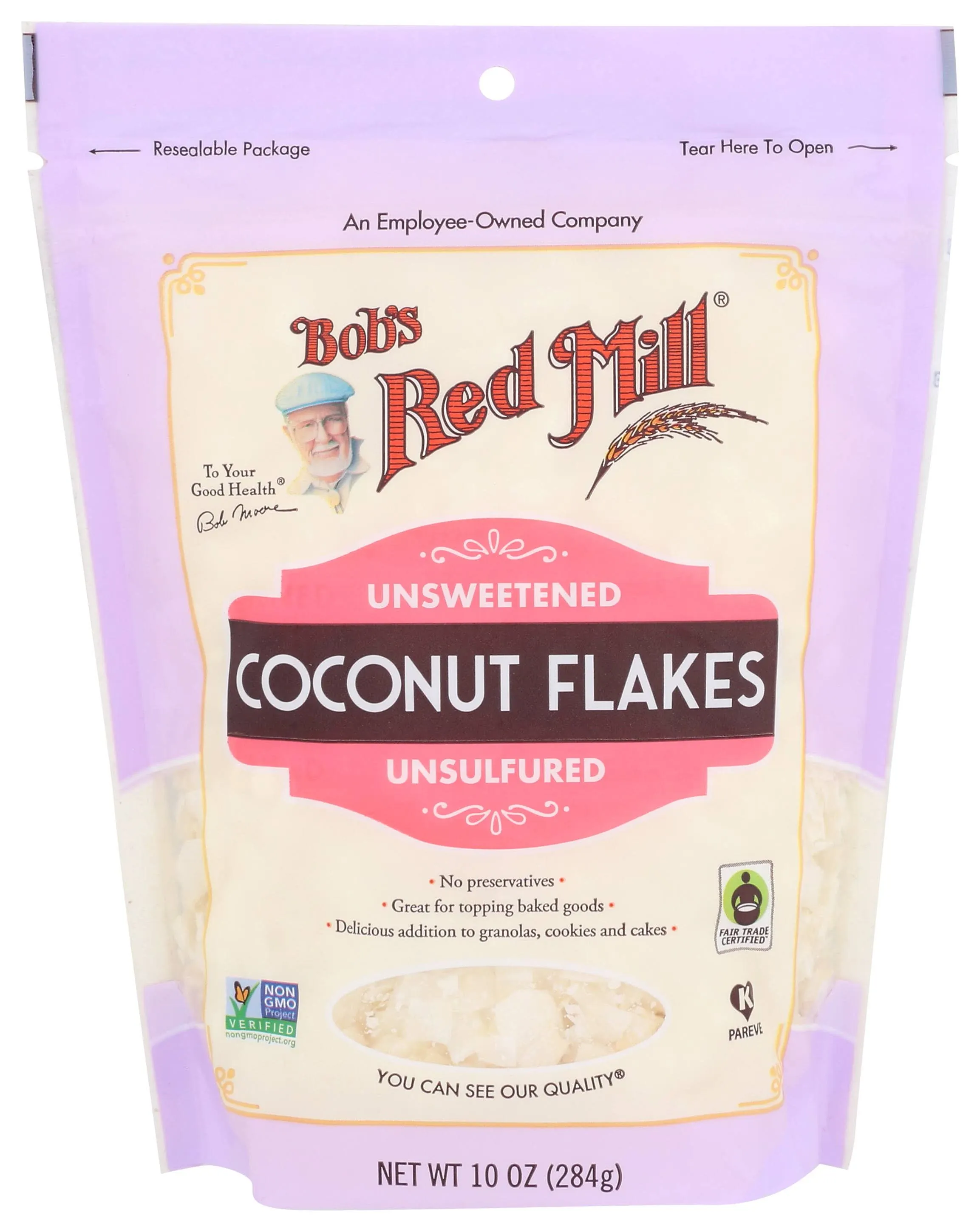 Bobs Red Mill Coconut Flakes, Unsweetened, Unsufured - 10 oz