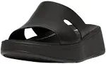 Fitflop Women's F-Mode Raw-Edge Leather Flatform H-Bar Slides