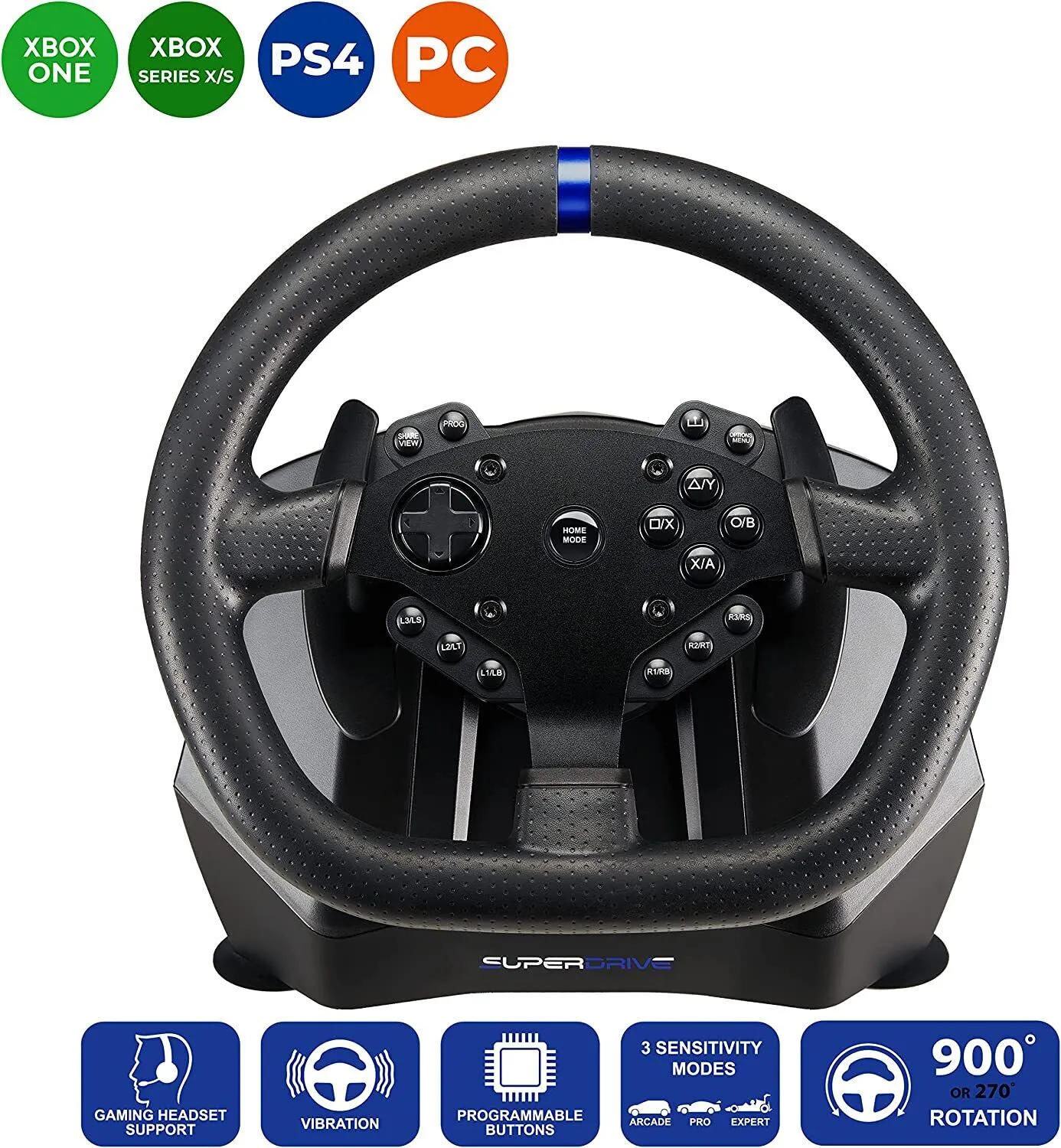 Superdrive SV950 Gaming Racing Steering Wheel Pedals Shifter for PS4 Xbox PC