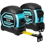 DuraTech Magnetic Tape Measure 12ft with Fractions 1/8, 2 Pack Retractable Measuring Tape, Easy to Read Both Side Measurement Tape, Magnetic Hook