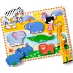 Melissa & Doug 3722 8-Pc Wooden Chunky Puzzle, Safari Animals