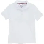 NEW FRENCH TOAST girls short sleeve interlock polo with picot collar in white