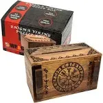 Enigma Viking Secret Puzzle Box - Money and Gift Card holder in a Wood IQ Trick lock with hidden Compartments Brainteaser