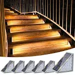 VOLISUN Solar Stair Lights 6 Pack, Solar Step Lights Outdoor Waterproof IP67, LED Outdoor Step Lights, Solar Outdoor Lights D