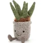 Jellycat London I Am Silly Succulent Aloe 9&#034; Smiling Pot Plant Plush Stuffed Toy