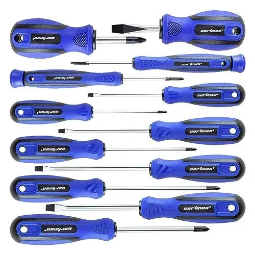 12 Piece Magnetic Screwdriver Set - 6 Phillips and 6 Flat, Professional Cushi...