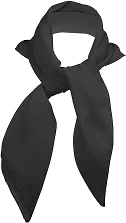 Chiffon Head Neck Scarf - Black Classic Retro Sheer Square Head Scarves Handkerchiefs Handbag Ties for Women and Girls