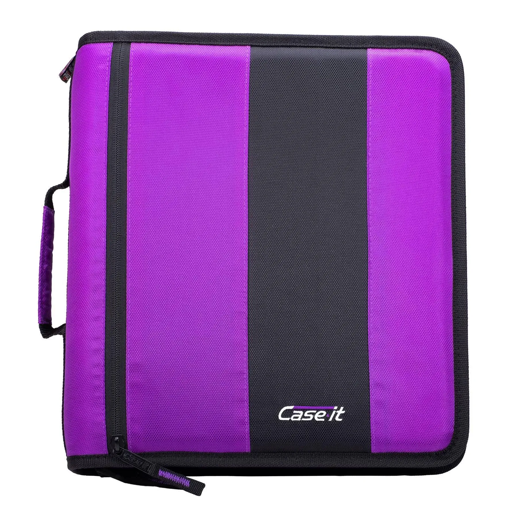 Case It D251PUR Classic Zipper Binder, 3 Rings, 2" Capacity, 11 x 8.5, Purple/Black Accents