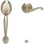 Schlage FE285PLY619FLALH Plymouth Lower Half Handleset and Flair Lever Finish: Satin Nickel