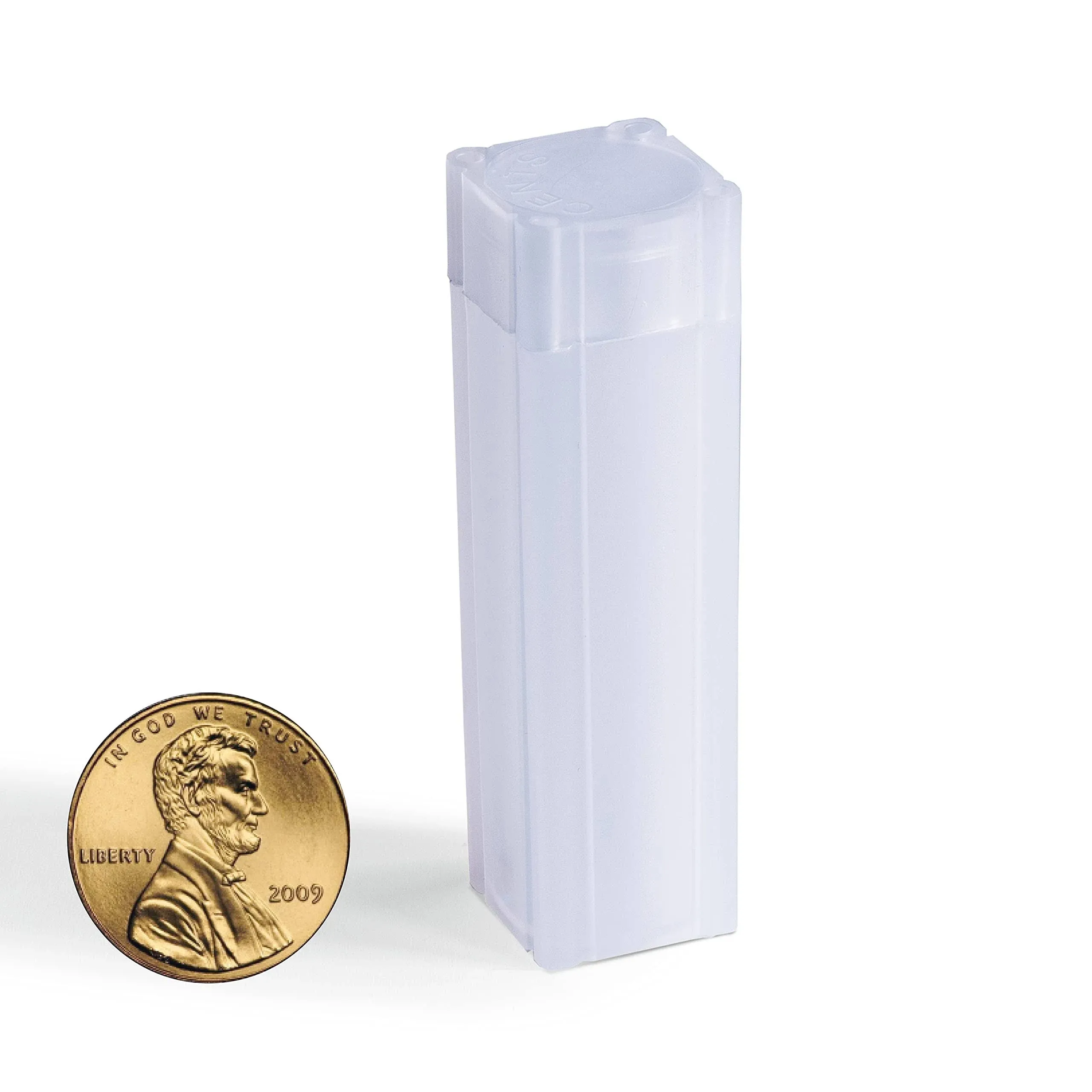 Lighthouse - Square Coin Tubes - Convenient Push Top, Virtually Unbreakable, Acid Free and Archival Quality - Coin Tubes for US Dimes, 10 Pack