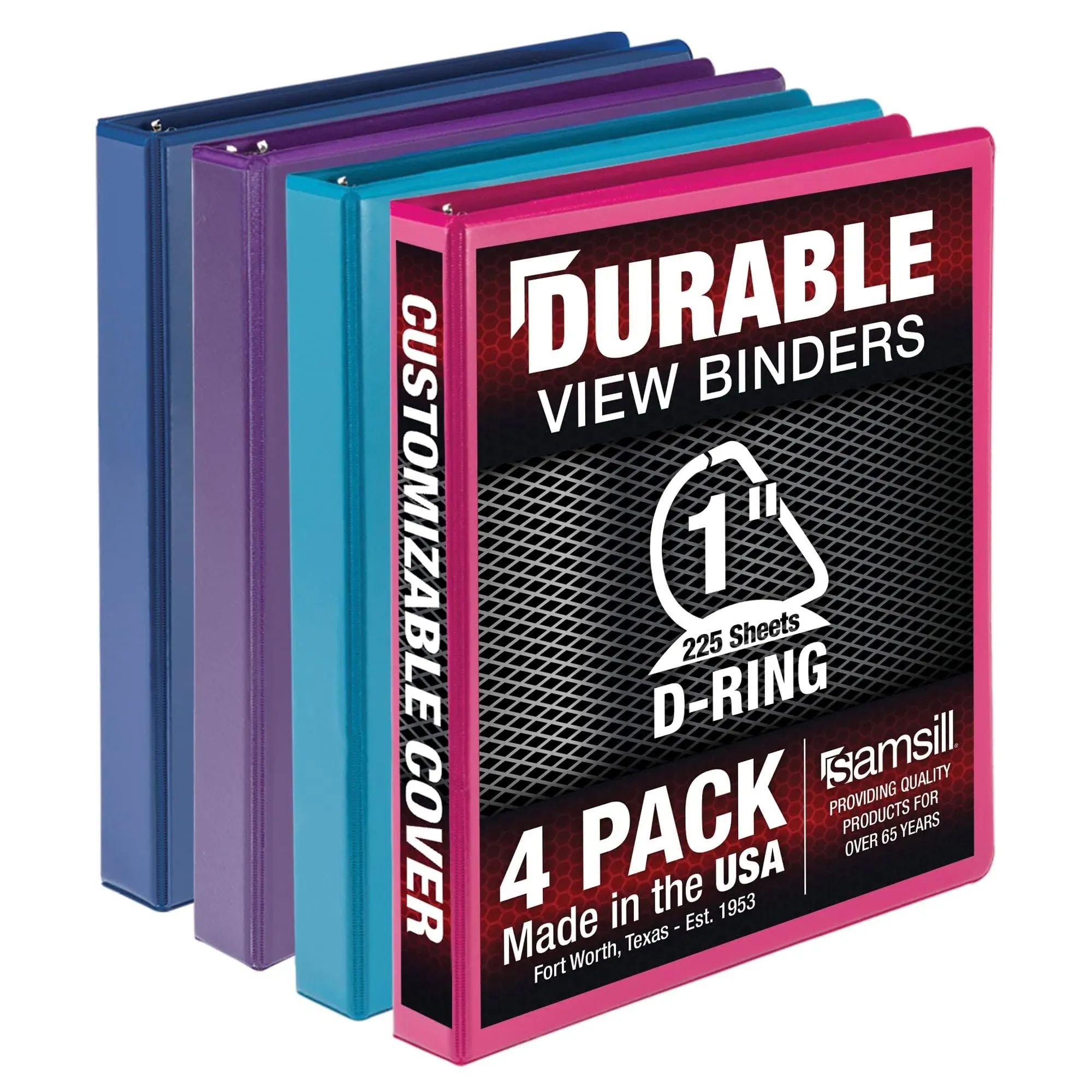 Samsill Durable 1 inch View D-Ring Binder - Fashion 4 Pack